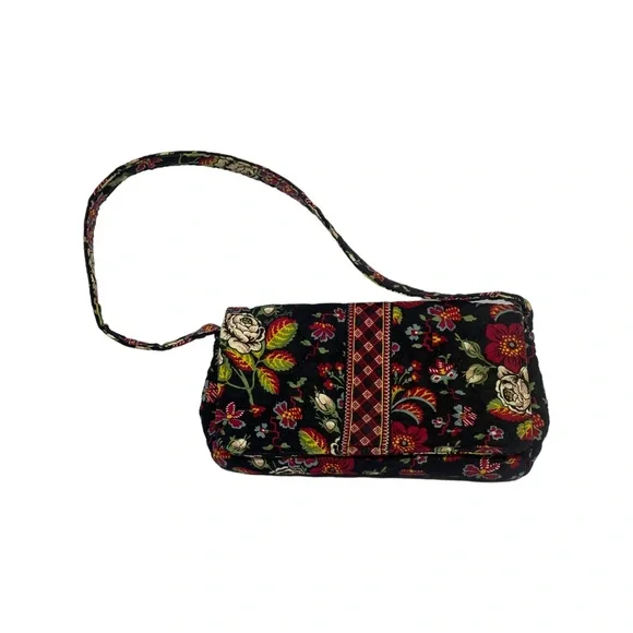 Vera Bradley Anastasia Pattern Black Red Cream Floral Jilly Purse Retired - Picture 1 of 10